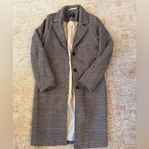 Abercrombie & Fitch Women's Wool Checkered Coat - Black and Cream